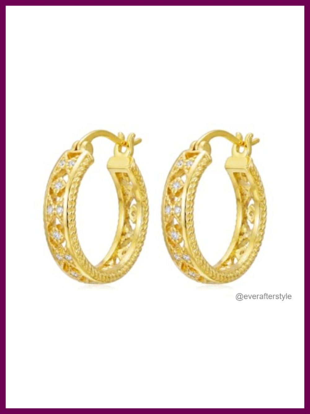 14K Gold Plated Vintage Filigree Hoop Earrings for Women Classic Jewelry Gift